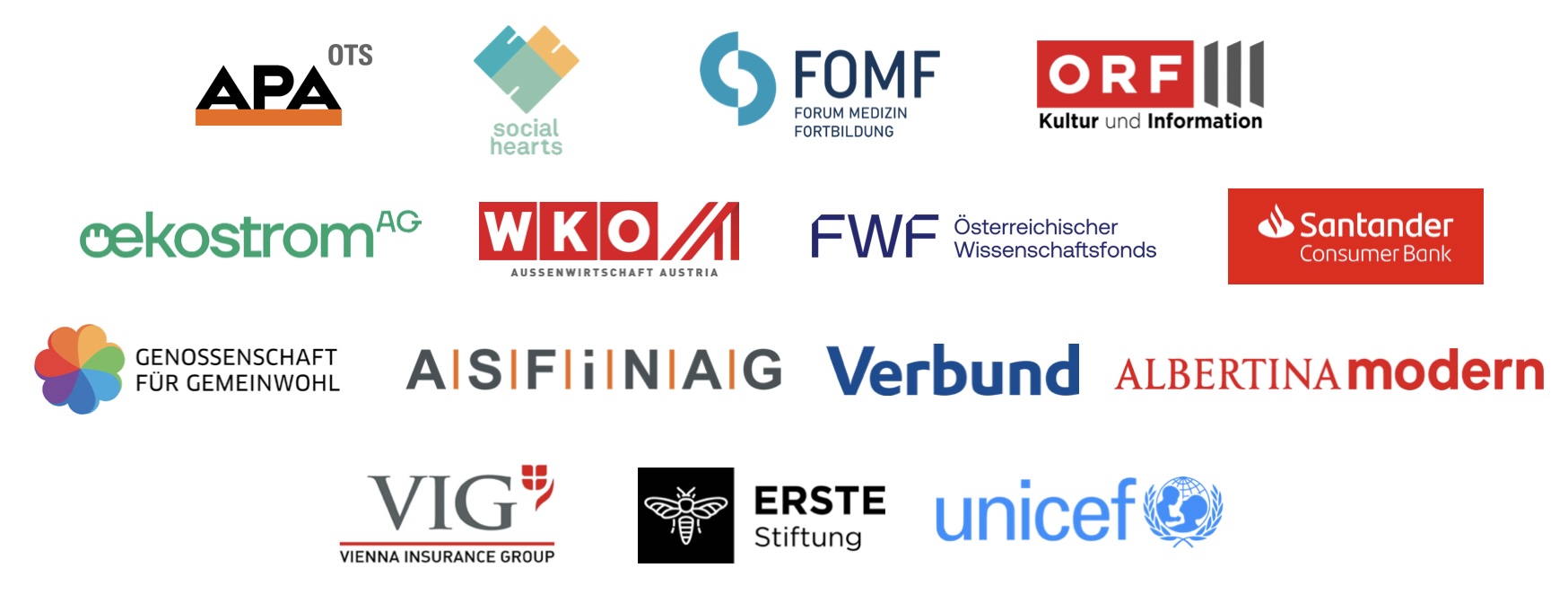 Eine Liste mit Logos der Partner